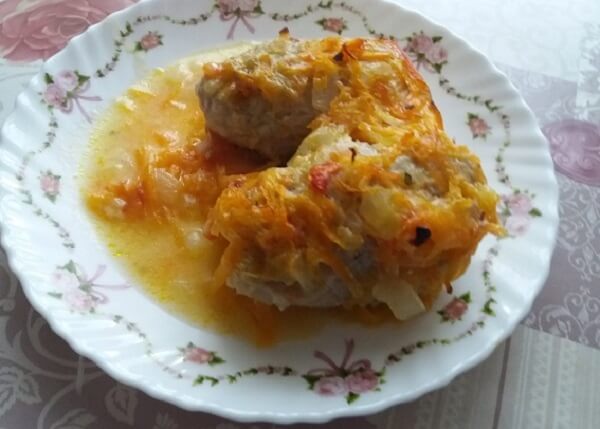 Ленивые голубцы с рисом, фаршем и капустой 